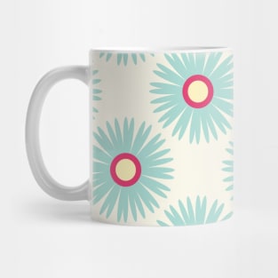 Retro Flower pattern in light blue, pink and yellow Mug